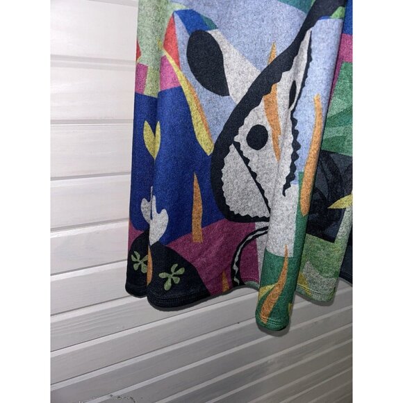 Et Lois Sz SMALL Abstract Print Soft Knit Pullover Tunic Top Pink Blue Green EUC - Picture 5 of 9